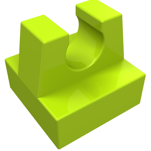 Tile Special 1 × 1 with Clip and Straight Tips Lime