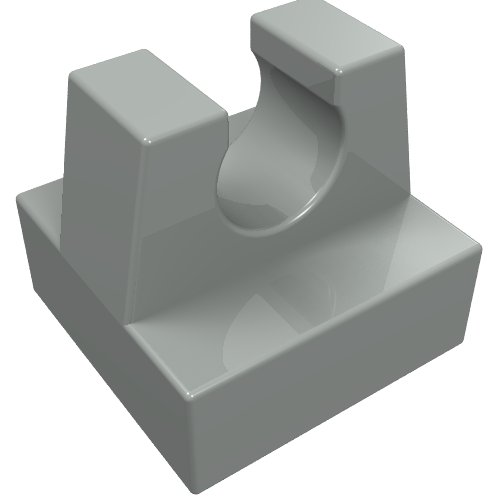 Tile Special 1 × 1 with Clip and Straight Tips Hellgrau