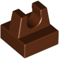 Tile Special 1 × 1 with Clip and Straight Tips Reddish Brown