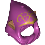 Hood and Medium Nougat Elf Ears Combo with Hole on Top and Gold Elves Tribal Print Magenta