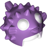 Helmet Puffer Fish with Spikes and Fins, Trans Clear Visor, White Eyes pattern Mittellavendel