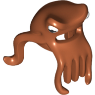 Mask Octopus Head with Wide Open Mouth and 7 Long Tentacles with White and Black Eyes Print Dunkelorange