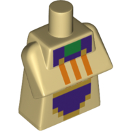 Torso Special, Long with Folded Arms with Pixelated Purple, Orange and Green Squares Print Beige