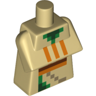 Torso Special, Long with Folded Arms with Pixelated Orange and Green Squares Print Tan
