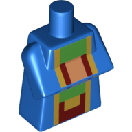 Torso Special, Long with Folded Arms with Green/Bright Light Orange/Dark Red print Blue
