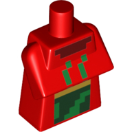 Torso Special, Long with Folded Arms with Pixelated Dark Red, Green, and Dark Green Squares Print Rot