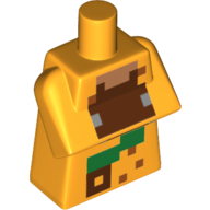 Torso Special, Long with Folded Arms with Pixelated Green and Reddish Brown Squares Print Bright Light Orange