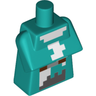 Torso Special, Long with Folded Arms with Pixelated White, Brown, and Gray Squares Print Dunkeltürkis