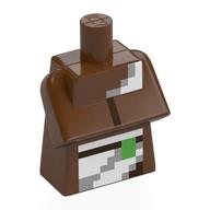 Torso Special, Long with Folded Arms with Pixelated White Apron, Green Shape print Rotbraun