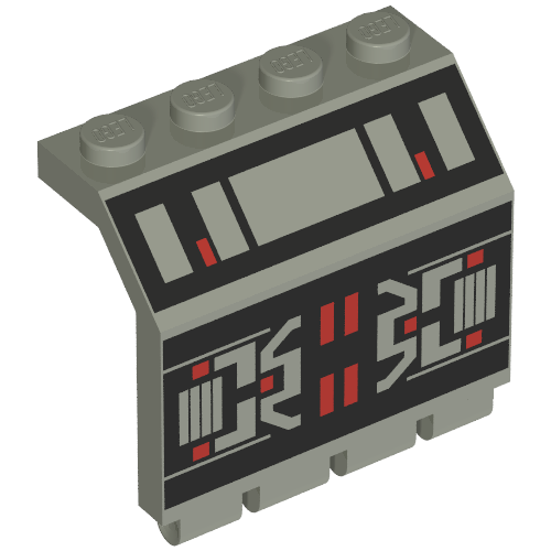Hinge Panel 2 × 4 × 3 1/3 with Black/Red MTron Print Hellgrau