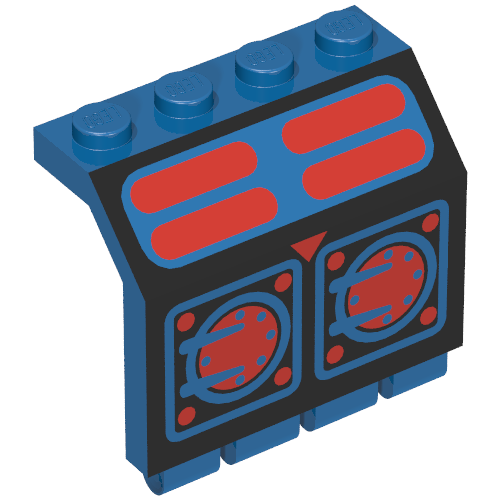 Hinge Panel 2 × 4 × 3 1/3 with Blue Aquazone Print [6190] Blau