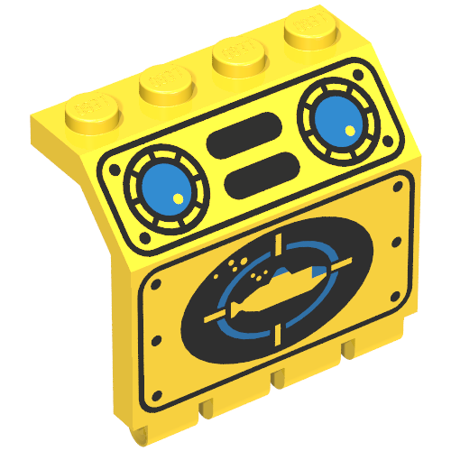 Hinge Panel 2 × 4 × 3 1/3 with Yellow Submarine Print Gelb
