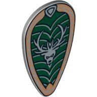 Shield Ovoid with Stag Head Print Hellblaugrau