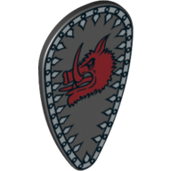 Shield Ovoid with Boar Head and Silver Border Print Black