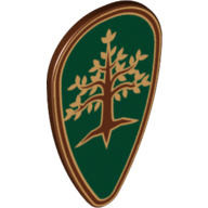 Shield Ovoid with Tree with Gold Leaves Print Reddish Brown