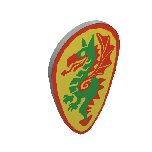 Shield Ovoid with Green Dragon Print Hellgrau