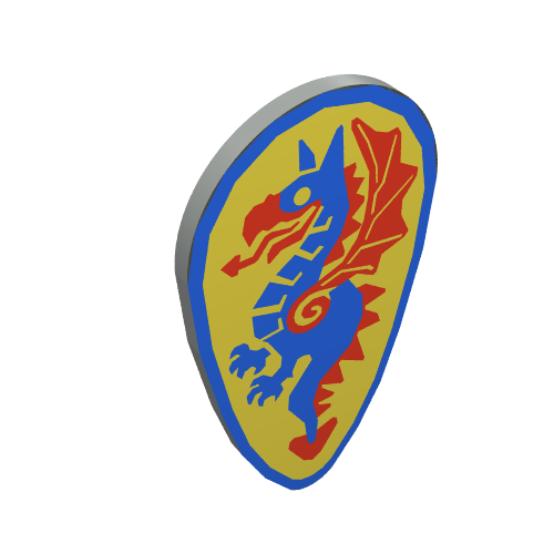 Shield Ovoid with Blue Dragon Print Hellgrau