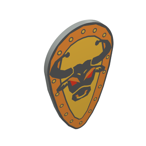 Shield Ovoid with Bull Head Print Hellgrau