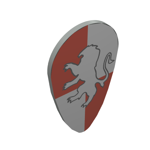 Shield Ovoid with Golden Lion Print in Light Gray