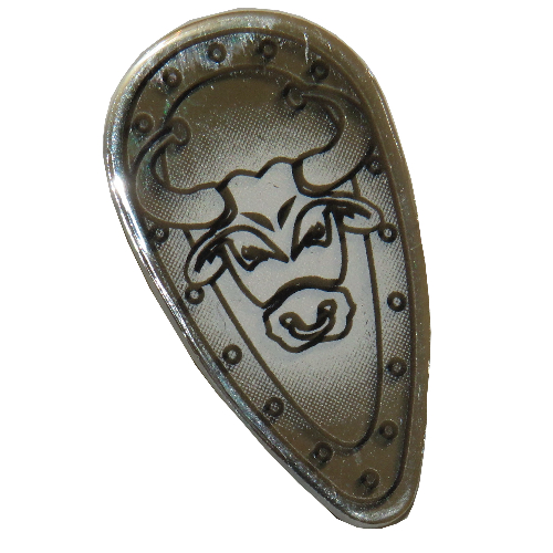 Shield Ovoid with Black Bulls Head Outline Print Light Gray