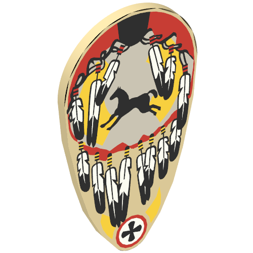 Shield Ovoid with Feathers and Horse Print Tan