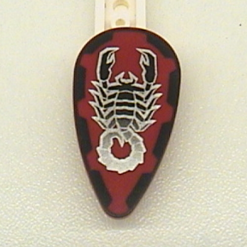 Shield Ovoid with Red, Black, and Silver Scorpion Print Dunkelrot