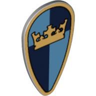 Shield Ovoid with Crown on Dark and Medium Blue Quarters Print Hellblaugrau