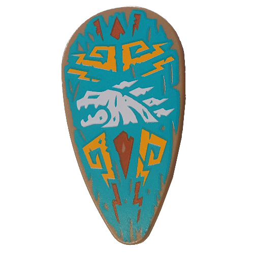 Shield Ovoid with Tribal Mask print Dark Tan