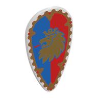 Shield Ovoid with Gold Lion On Red and Blue Field Print in Weiß