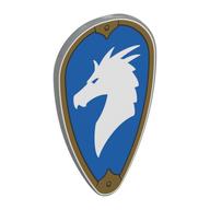 Shield Ovoid with White Dragon (Bahamut) on Blue Field, Gold Border print Light Bluish Gray