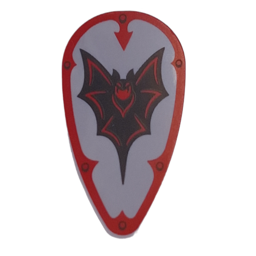 Shield Ovoid with Black and Red Bat, Red Border print Light Bluish Gray