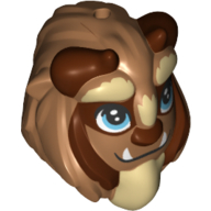Mask Beast with Reddish Brown Horns, Blue Eyes, Fangs and Tan Beard, Large Pupils Print Medium Nougat