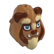 Mask Beast with Reddish Brown Horns, Blue Eyes, Fangs and Tan Beard, Small Pupils Print Medium Nougat