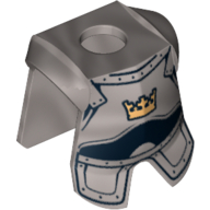Minifig Neckwear Armor Breastplate with Leg Protection, Fantasy Era Crown Print Pearl Light Gray