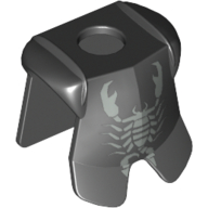 Minifig Neckwear Armor Breastplate with Leg Protection, Vladek Scorpion Silver Print Black
