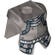 Minifig Neckwear Armor Breastplate with Leg Protection, Heroic Knight Print Flat Silver