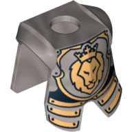 Minifig Neckwear Armor Breastplate with Leg Protection, and Lion Head Print Flat Silver