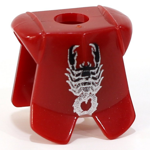 Minifig Neckwear Armor Breastplate with Leg Protection, Vladek Scorpion Black & Silver Print Dark Red