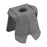 Minifig Neckwear Armor Breastplate with Leg Protection with Dark Silver Tree print Flat Silver