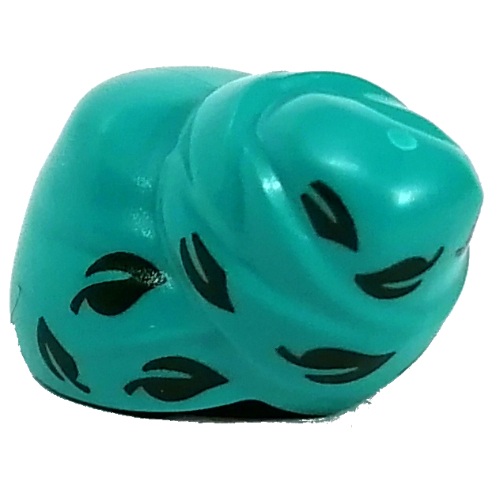 Hat, Wrapped Towel with Black Leaves print Dark Turquoise