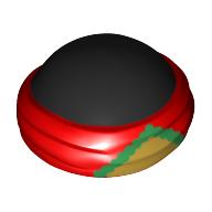 Bald Head with Red Bandana and Green Triangle Print Red