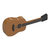 Musical Instrument Guitar Acoustic with Black Neck and Silver Strings Print