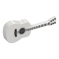 Musical Instrument Guitar Acoustic with Silver Strings Print White