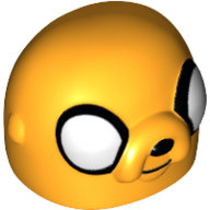 Minifig Head Special, Dog Face with Large Black Outlined Eyes (Jake the Dog) Leuchtendes Hellorange