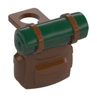 Minifig Neckwear Backpack with Bedroll Dark Green Print Rotbraun