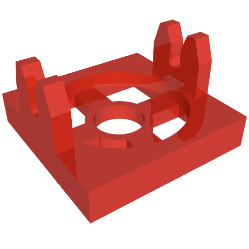 Magnet Holder Tile 2 × 2 - Tall Arms with Deep Notch Red