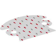 Cape, Large Rounded Collar, Arm Holes, Red Back, Red and Gray Fur Spots Print Weiß