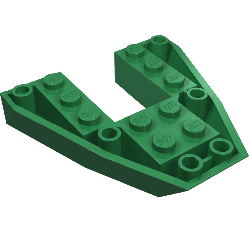 Brick Wedged, Sloped Inverted 6 × 6 × 1 Boat Bow Green