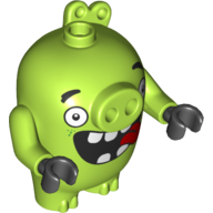 Animal, Pig, Piggy 1 with Tongue Out Print - Lime Arms - Black Hands Limette
