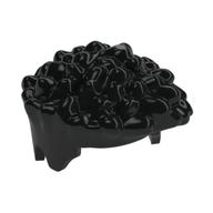Hair Curly with Point, Smooth Back Schwarz